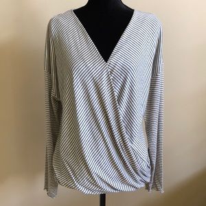 Lush Surplice Wrap Drape Black Striped Top 🩷NWOT🩷